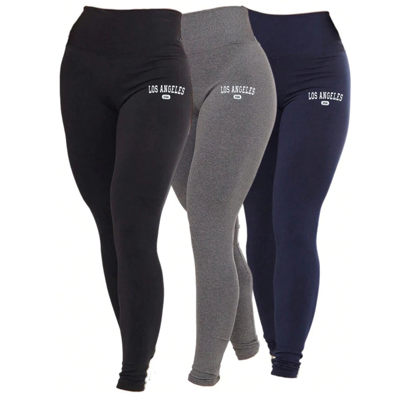 Kit com 3 Calças Legging Femininas Suplex Los Angeles – Conforto, Estilo e Modelagem Perfeita